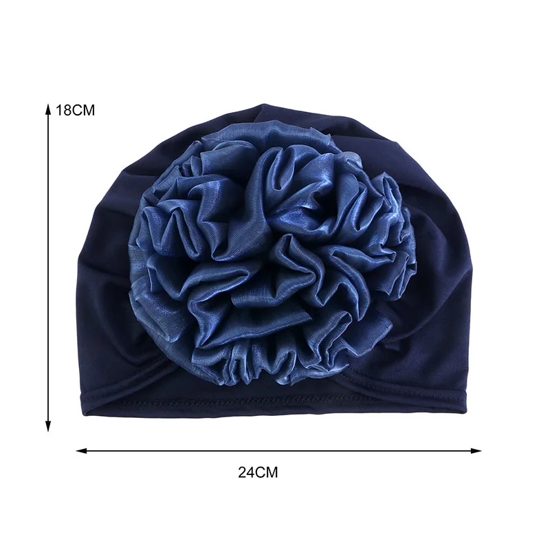 Women\'s Hijabs Turban Big Flower Elastic Cloth Hair Bands Hat Beanie Ladies Muslim Solid Hair Loss Scarf Cap Hair Accessories