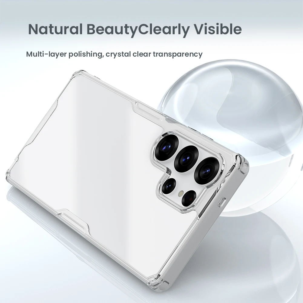 Nillkin transparent phone back cover — soft TPU+PC silicone for Samsung Galaxy S25/S24/S23/S22 Ultra 3