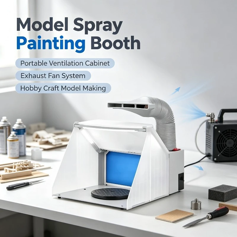 Model Kit Spray Painting Booth, Portable Ventilation Spray Cabinet with Exhaust Fan for Hobby Craft and Model Making