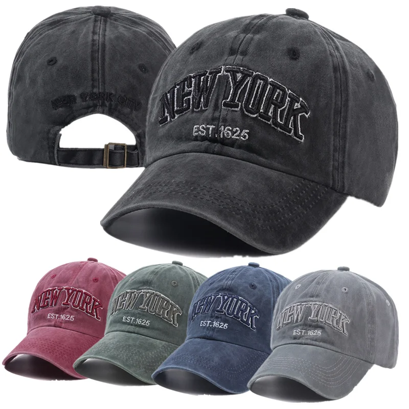 Gorra de Algodón Lavado 2025 Nueva York para Hombre y Mujer, Gorras Snapback, Gorras de Béisbol, Protección Solar, Gorra Estilo Dad Hat, Gorra para Exteriores