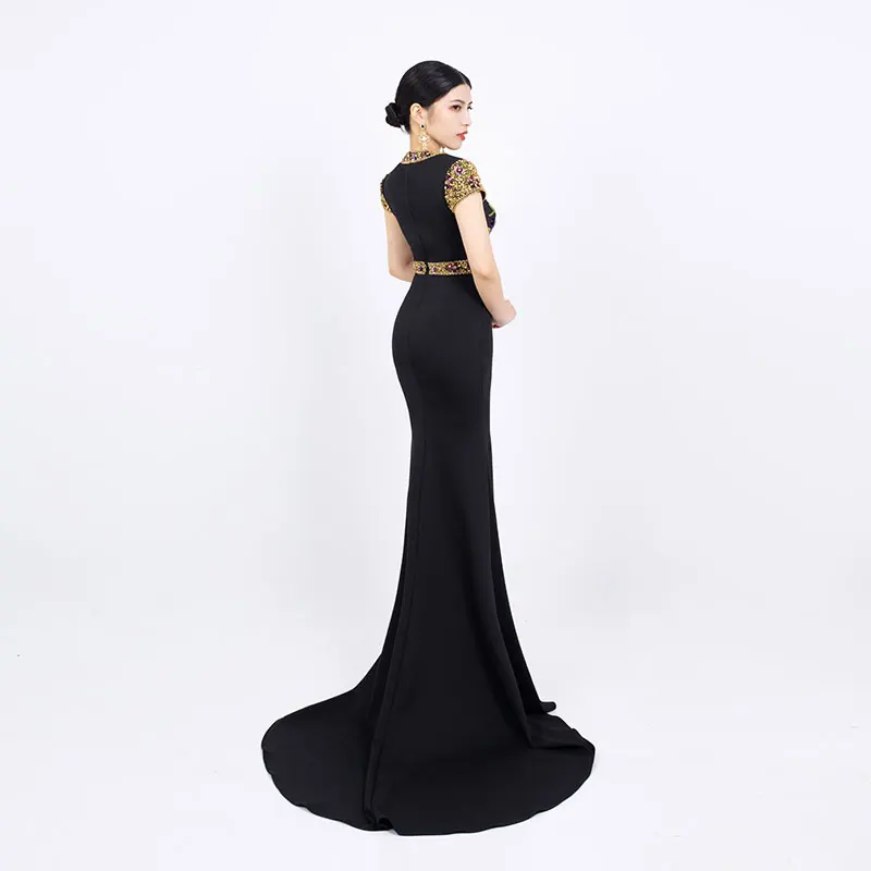 Elegant Evening Dress Custom Made For Women Slim Fit Hip Wrapping Round Neck Mermaid Dress Annual Meeting Ceremonial Dress FF59