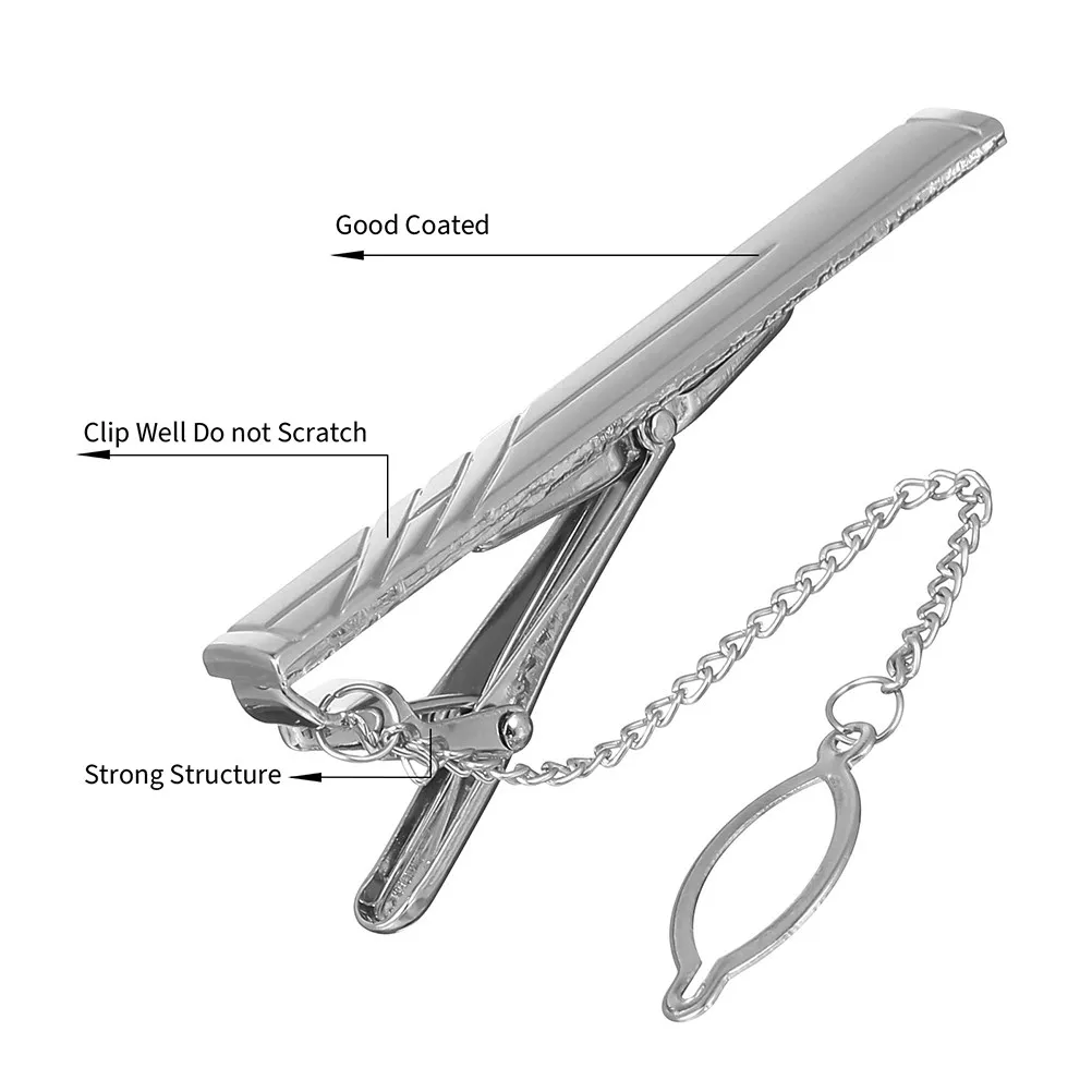 2Pcs Mens Tie Clip Metal Necktie Clip Set Elegant Iron Construction Fashion Business Style for Office Wedding Party Formal