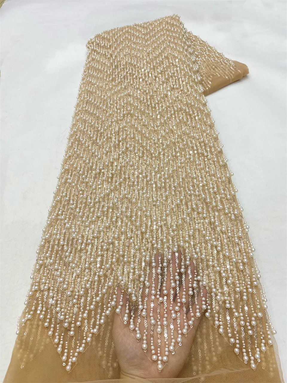 High Quality African French Beaded Lace Fabric 2025 Sewing Sequins Embroidery Nigeria Lace Fabric for Party Dresses