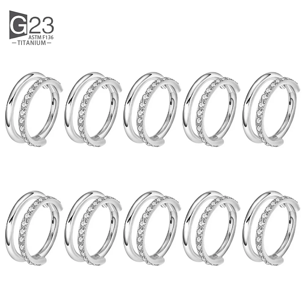 10 stk/partij G23 Titanium Neus Piercing Ring CZ Scharnierende Septum Clicker Segment Oorkraakbeen Tragus Helix Lip Ring Piercing Sieraden
