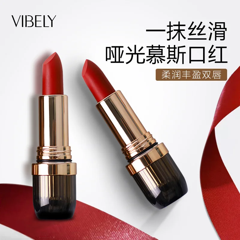 6-Farben-Matt-Lippenstift, lichtecht, antihaftbeschichtet, langlebig, Samt-Finish, glatte, matte Lippenfarbe, wasserfest, wischfest, Make-up