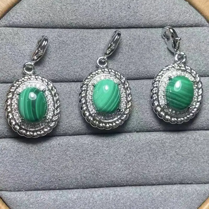 

5pendants natural 8*10mm green maalachite white copper pendant charms for diy making earrings wholesale