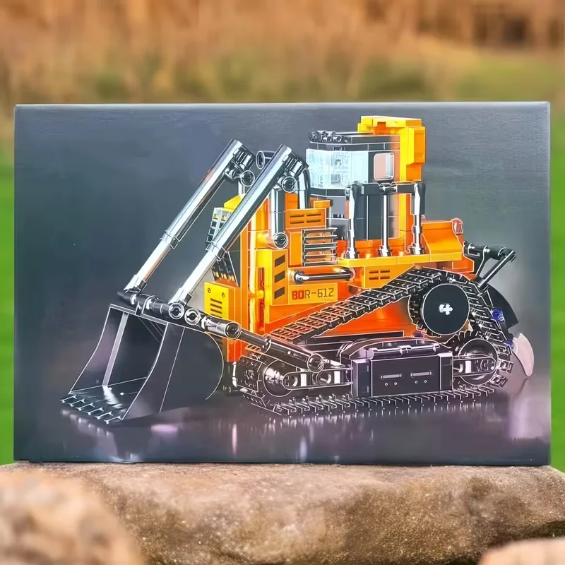 Large Tracked Heavy-Duty Bulldozer Construction Set, Large Agricultural Vehicle Building Blocks/Comes with Movable Tracks, Steering Wheel, and Bucket Loader – Heavy-Duty Vehicles and Model Kits, Suitable for Display, Birthday/Christmas Gifts