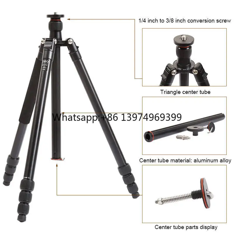 Super Stable OBO BA254 Durable Aluminum Heavy Duty Tripod 4-Section 15kg Load Bubble Level  Waterproof Twist Lock for