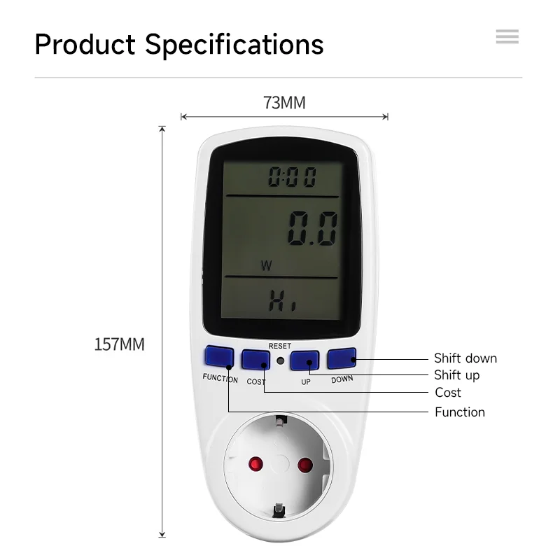 220V Kwh Energy Measuring Outlet EU Plug Overload Protection 7 Display Digital LCD Power Meter Wattmeter Socket Voltage Safe
