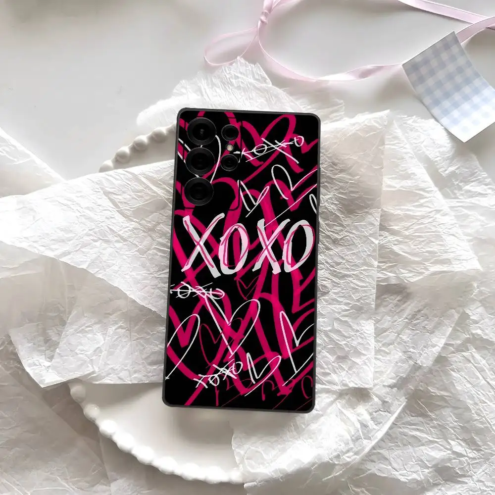 Black Sexy Lip Print love Plating Phone Case For Samsung S 24 fe 25 Ultra plus 20 lite 21 24 22 30 22 23 Ultra 5G Fundas