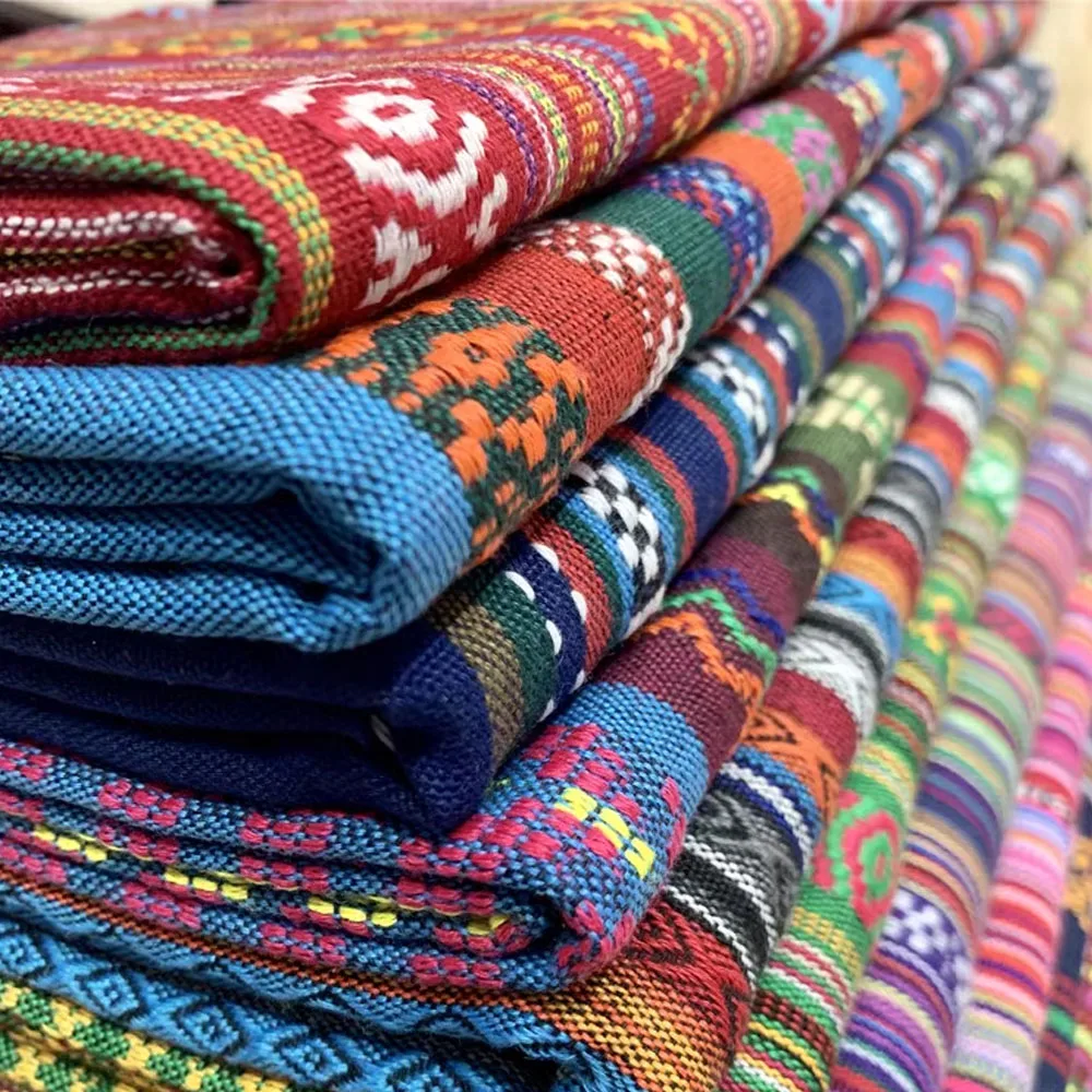 Ethnic Bag Curtain Cotton Linen Fabric Home Textile For Sewing Girl Dress Clothes DIY Craft Handwork Scarf Vintage Hat Supplies