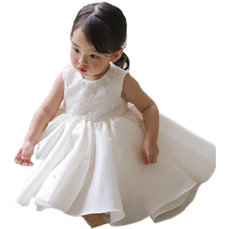 Lovely White Party Dresses for Flower Girl Dress for Wedding Girls Luxury Gowns Little Baby Elegant Baby Kid Birthday Prom