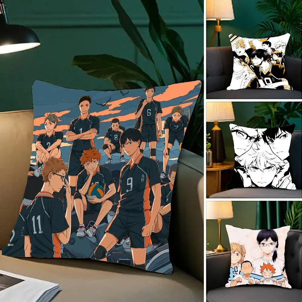 Haikyuue Hot Blooded Anime Pillow Case Fashion Square Pillowcase Bedroom Sofa Room Ins Decoration Leisure