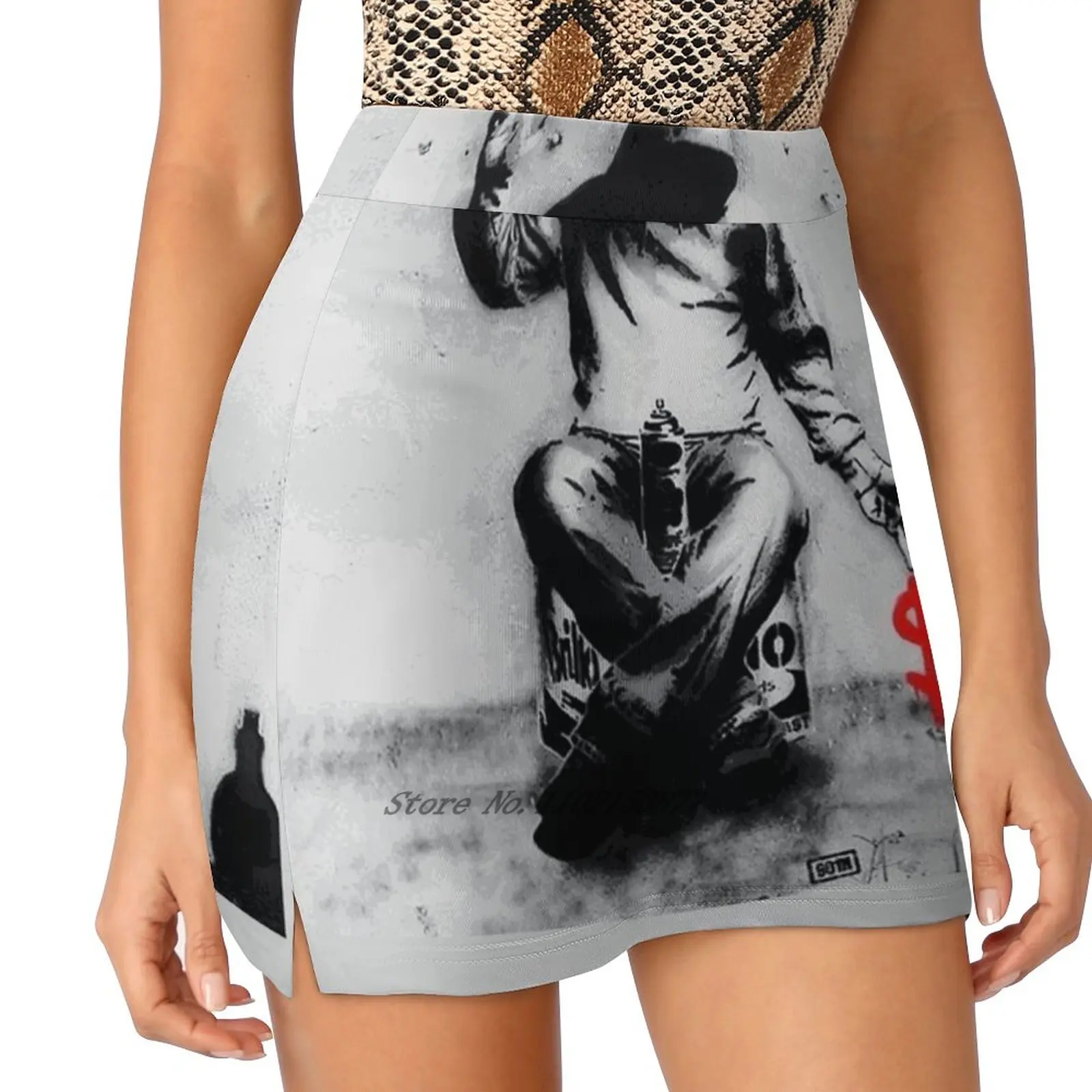 Banksy Love Over Money Iconic Street Art New Women Skirts Double-Layer Printed Short Dress Mini Sport Skirt Spray Paint Public