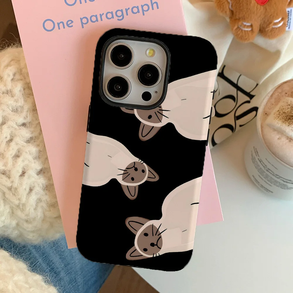 Three Cute Cartoon Black Cats Case for IPHONE 15PRO MAX 14 13 PRO 13 PRO MAX 15PLUS 11 12 XR XS Acrylic Hard Mobile Phone Cases