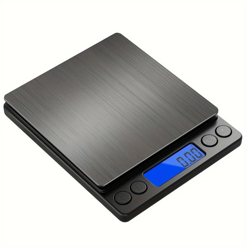 Accurate Digital Gram Scale with Dual Trays 3000g Capacity 0.1g Precision 9 Unit Measurement Tare Function Battery Powered