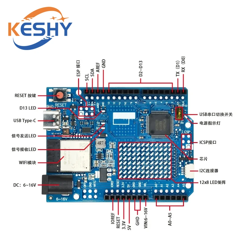 Para Arduino UNO R4 Minima ESP32-S3 tipo C placa USB WIFI edición Placa de desarrollo Compatible programación Control de aprendizaje