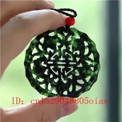 Natural Black Green Chinese Jade Bat Pendant Necklace Obsidian Charm Jewelry Double-sided Hollow Carved Amulet Gifts for Women