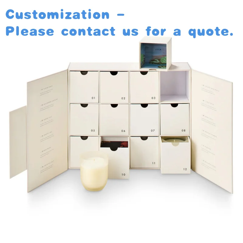 

custom.Custom White Eco Friendly Scented Candle Jar Cardboard Packaging Box Luxury Empty Advent Calendar 12 Boxes Candles Pe