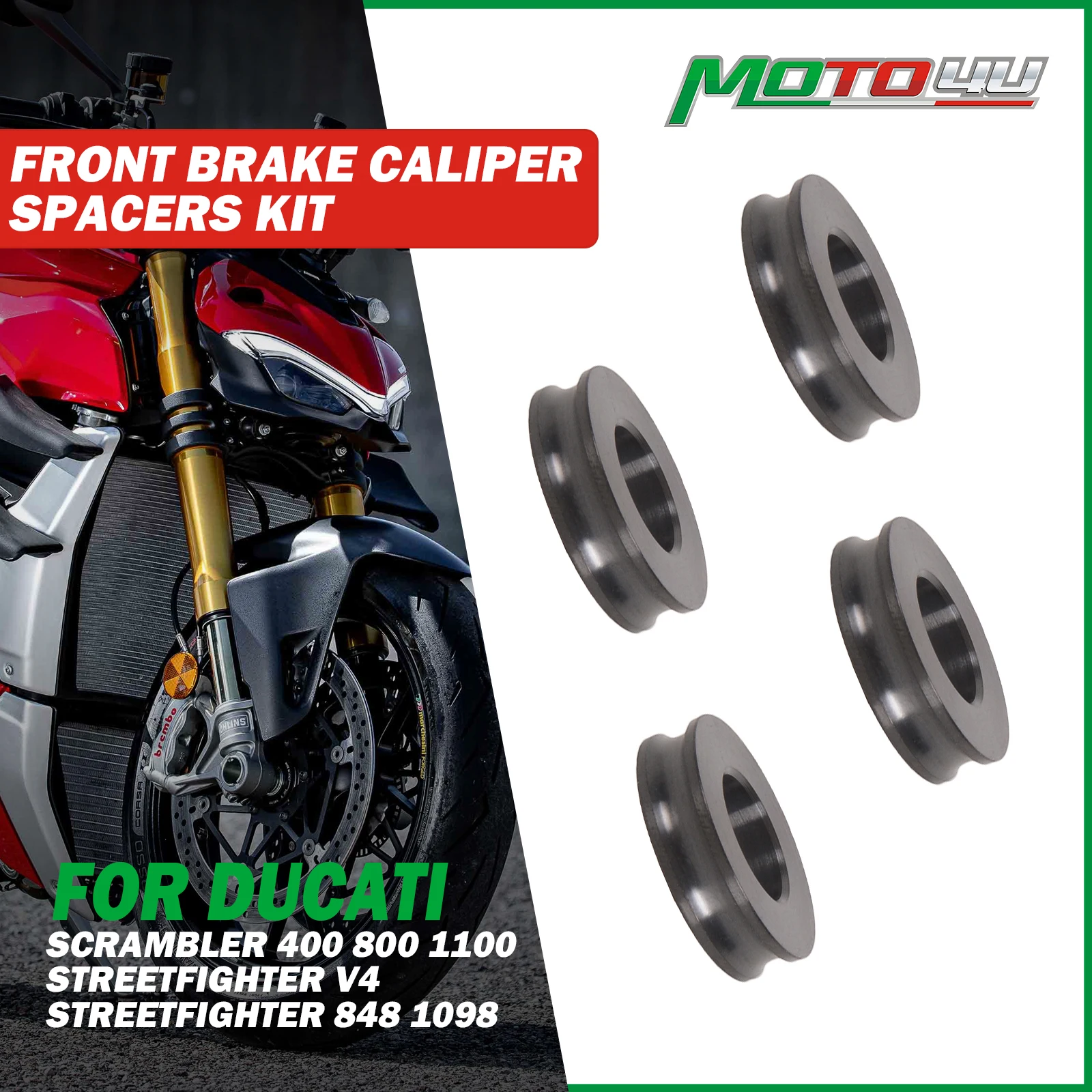 For Ducati Streetfighter V4 848 1098 Scrambler 400 800 1100 Motorcycle Titanium Alloy Front Brake Caliper Spacers Kit Accessorie
