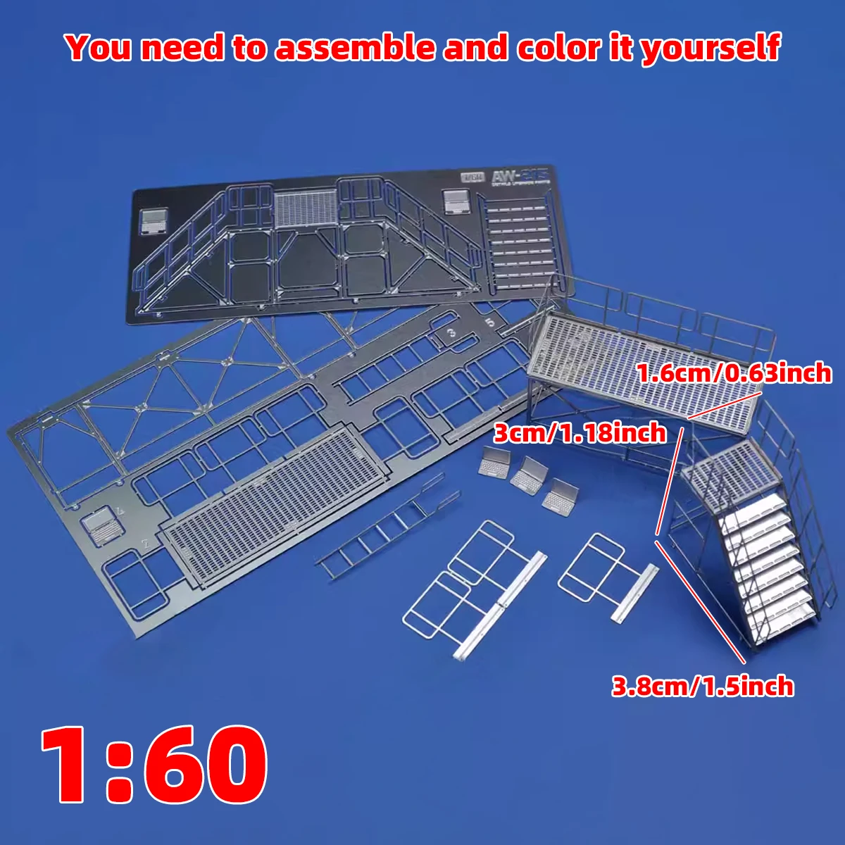 1/60 PE Scale Model Kit Maintenance Ladders Climbing Ladder Scaffold Computer Sand Table Diorama Models for Robot Mech Model PG view 5