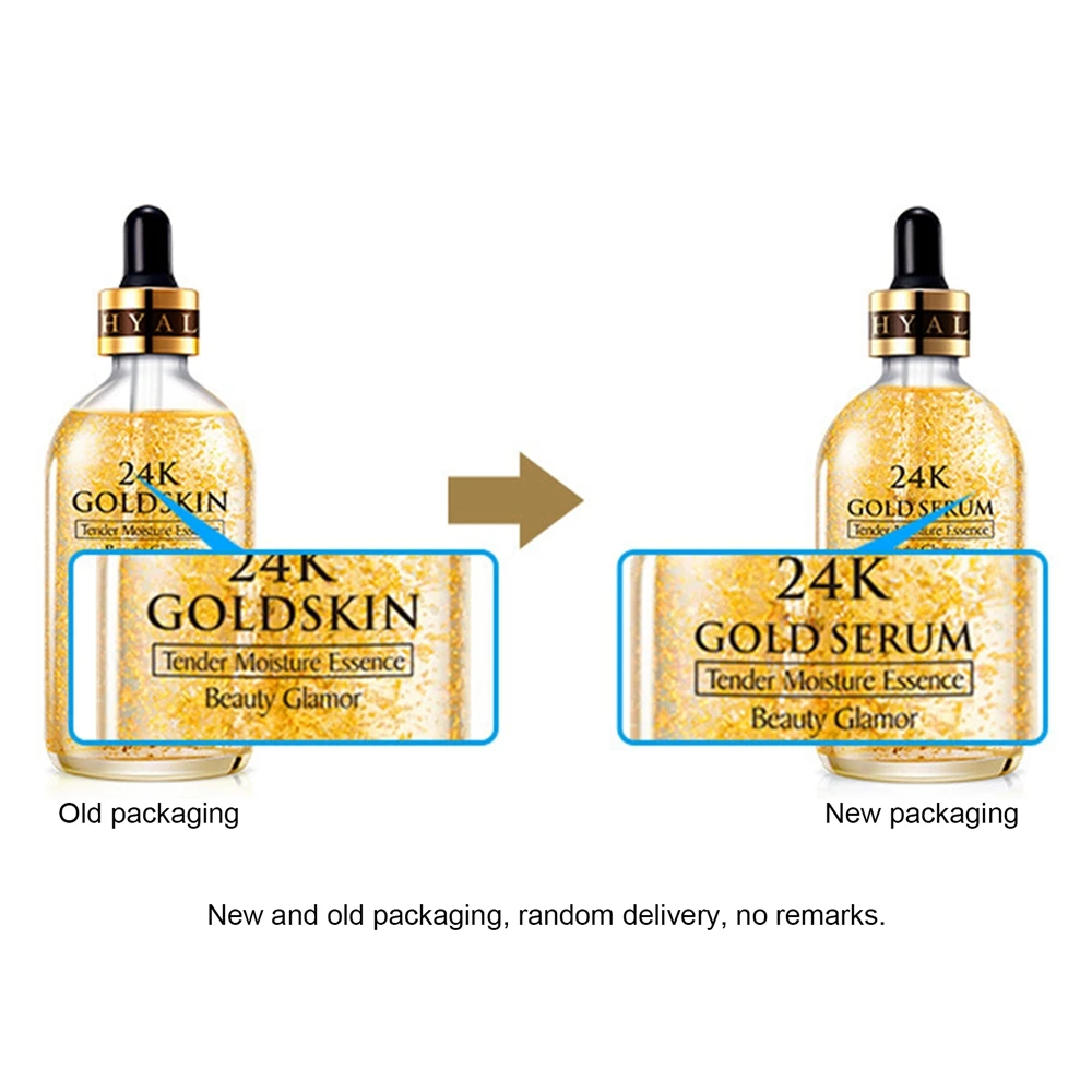 30/60/100ml 24K Gold Face Serum Brightening Skin Tone Hyaluronic Acid Moisturizing Essence Anti wrinkle Whiten Gold Skin Serum