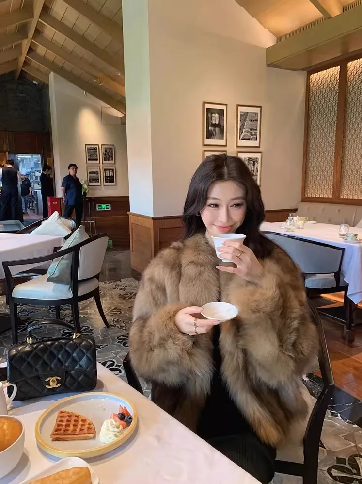 صديقة للبيئة الفراء Jaet المرأة ort Sle مريحة الدفء V-Ne طويلة Sve الوقوف صالح الخريف الشتاء وصول جديد #1