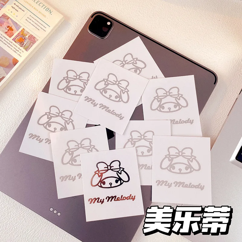 10Pcs Kawaii Sanrio Metal Sticker WaterproofAnime Hello Kitty Kuromi Cinnamoroll MobileLuggage Computer Sticker for Kids Gifts