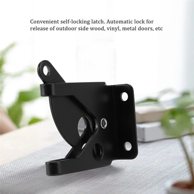A003 3PCS Self Locking Gate Latch Automatic Heavy Force Lever Fence Gate Lock For Wood Fence Gate Door Latches Black