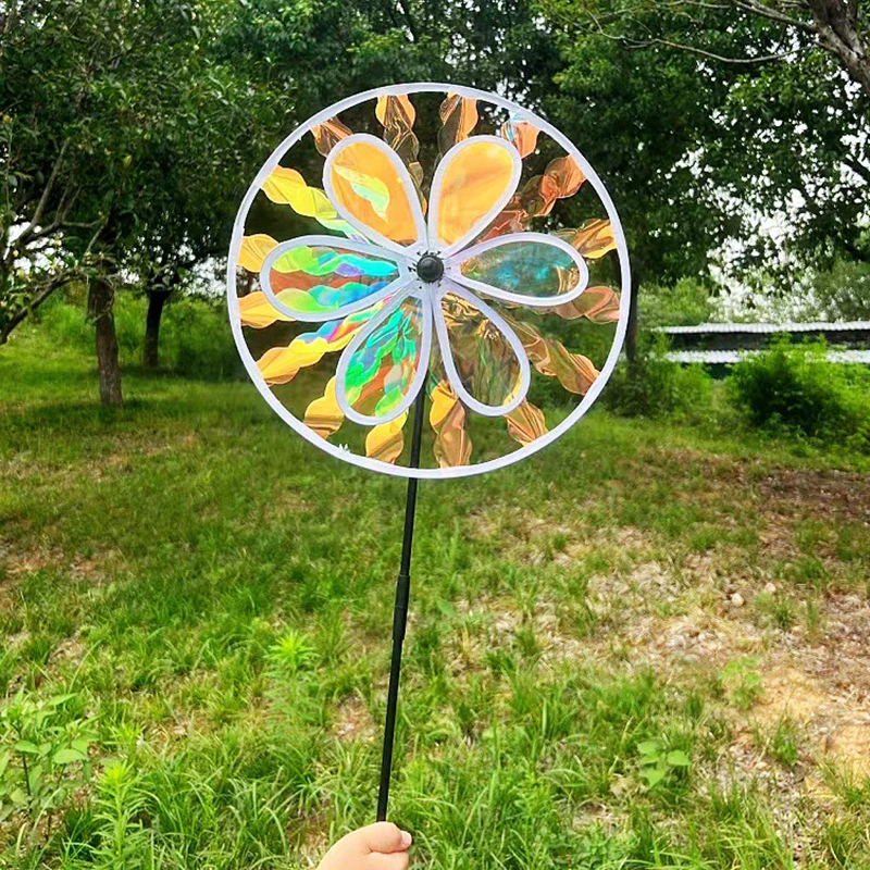 1 Stuk Fruit Tuin Reflecterende Zes Kleur Dazzling Zonnebloem Windmolen Outdoor Gazon Yard Vogelverschrikkende Wind Spinner Kinderen speelgoed