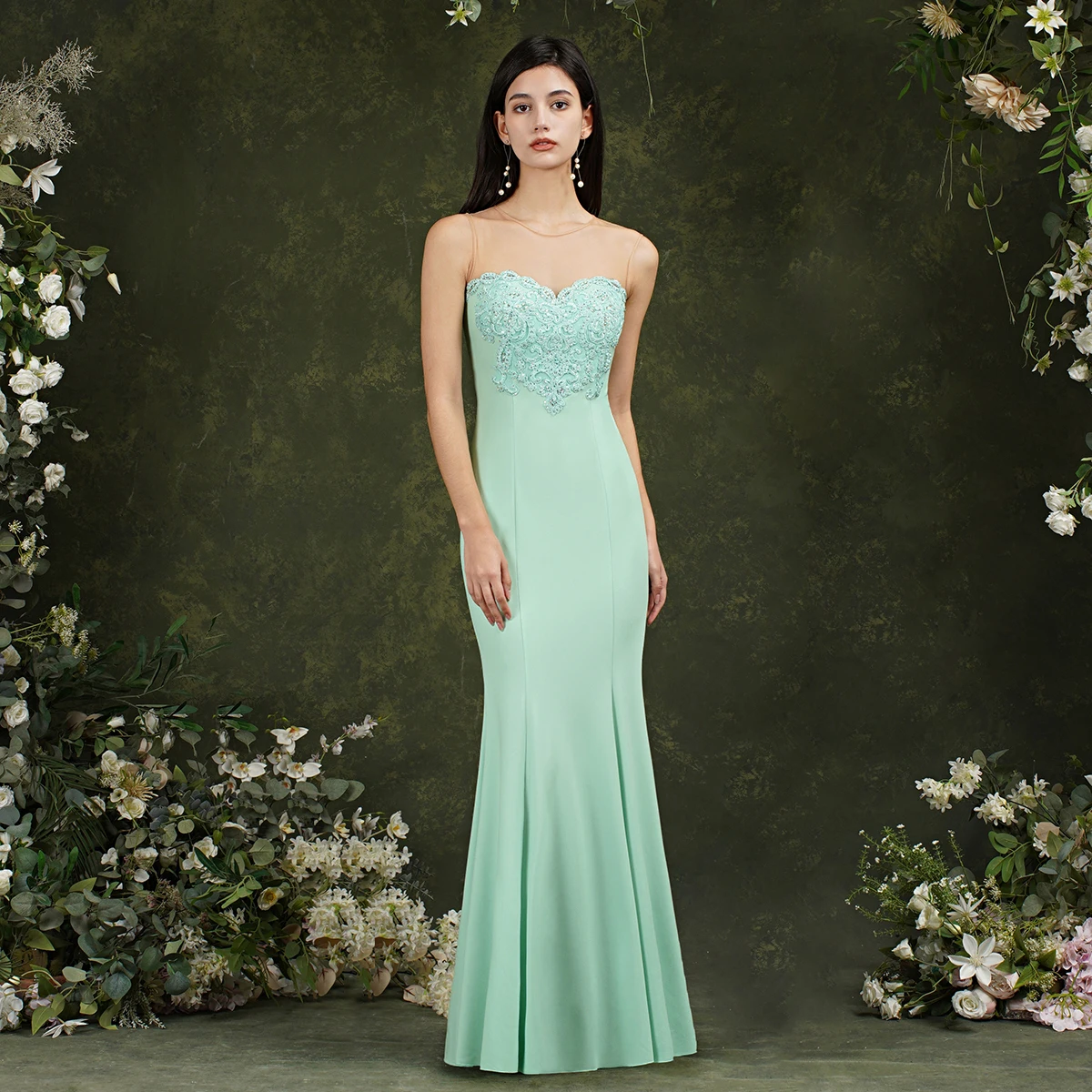 Evening Gowns Bridesmaid Dresses Applique Long Women Special Occasion Elegant Party Gowns Formal robes de soirée In Stock