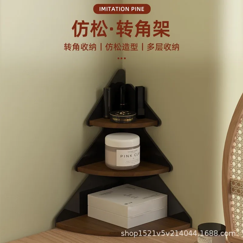 

Christmas Style Dressing Table Cosmetics Storage Rack Corner Acrylic Imitation Pine Style Storage Rack Entrance Key Storage Rack