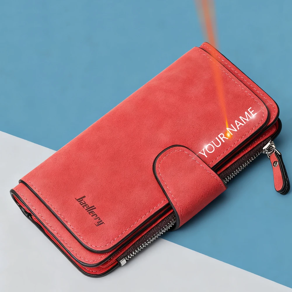 Luxury Women's Wallet with Name Engraving Card Clips High-Quality Coin Purse Female ID & Photo Holder Fashionable Ladies Wallet
