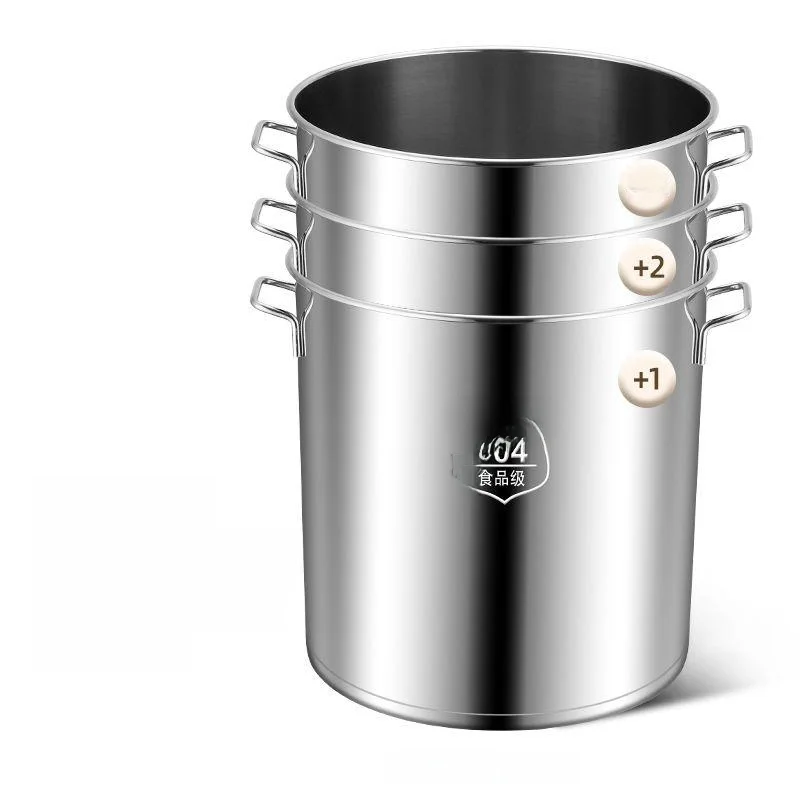 Commercial 304 Stainless Steel Bucket Household Halogen Bucket Large Capaci Soup Bucket with Lid Soup Pot Storage Bucket Th...