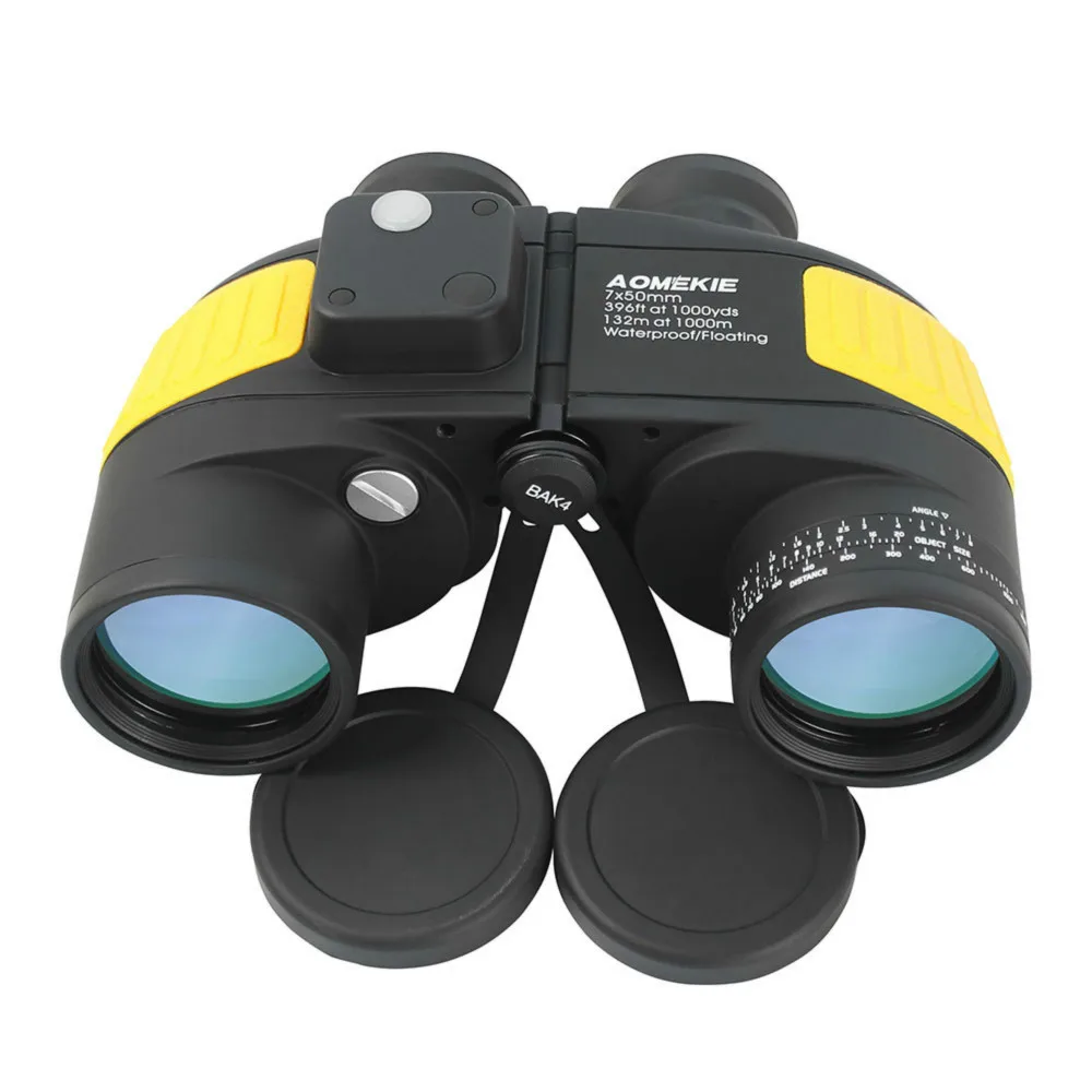Binoculares Marinos para Adultos 7X50, Binoculares Militares Impermeables con Telémetro Iluminado, Brújula, Prisma BAK4, IPX7 Antivaho