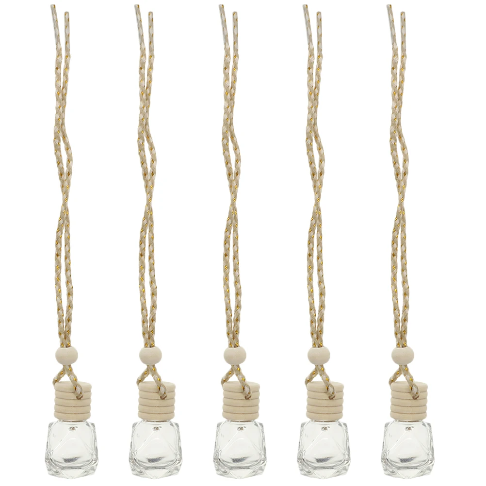 

5 Pcs Perfume Bottle Car Diffusers High Grade Glass Delicate Design Compact Hanging Containers Reusable Aromatherapy Oil Refill