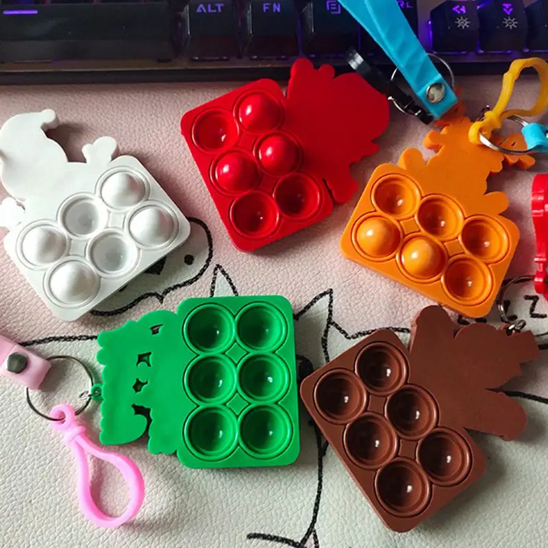 4 قطعة المفاتيح عيد الميلاد فنجر فقاعة المفاتيح الهدايا حلية حفلة عيد الميلاد ديكور الأطفال الكبار هدايا السنة الجديدة حقيبة الحشو #4