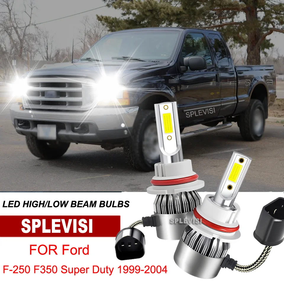 

9007 LED Headlight High/Low Beam Light Bulbs 300% Brighter Chips For Ford F-250 F350 Super Duty 1999 2000 2001 2002 2003 2004