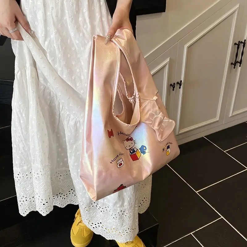 سانريو الكورية نمط حقيبة كتف كيتي حقيبة كتف سعة كبيرة موضة حلوة نمط طالب فتاة متجر حمل حقيبة حقيبة كتف