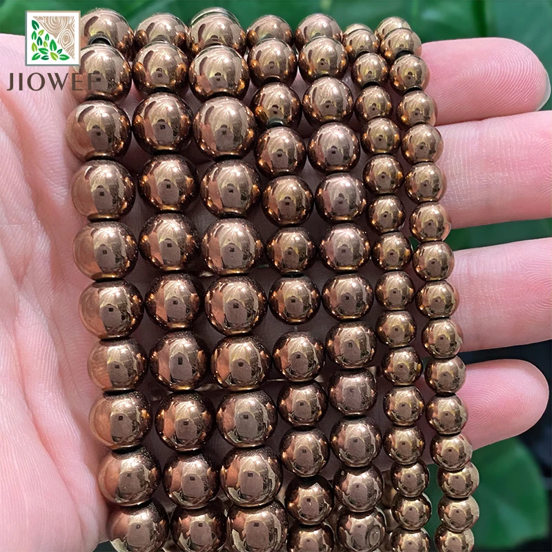 Natural Stone Chocolate Brown Hematite Beads Round Loose Beads DIY Necklace Bracelet For Jewelry Making 2/3/4/6/8/10mm 15