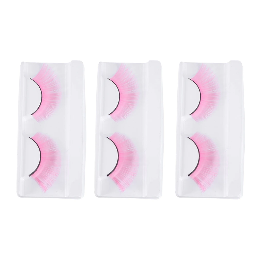 

3Pairs Pink Fake Eyelashes Shining Lightweight Curly Extensions Halloween Performance Carnival Decoration Halloween Eyelashes