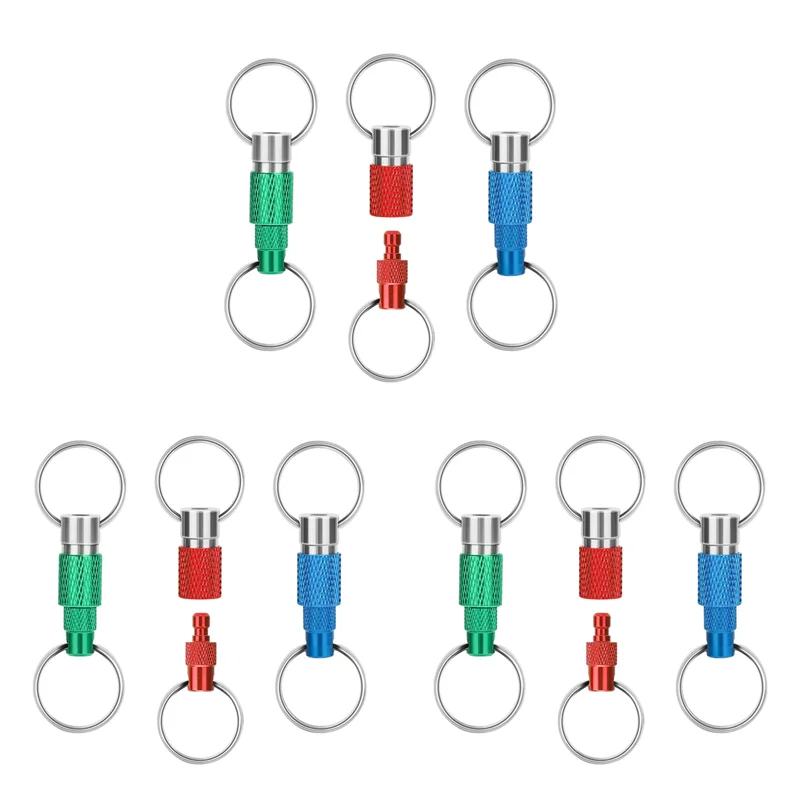 Fresh 9Pcs Quick Release Detachable Keychain, Double Rings Pull Apart Keychain, Spring Split Snap Seperate Keychain