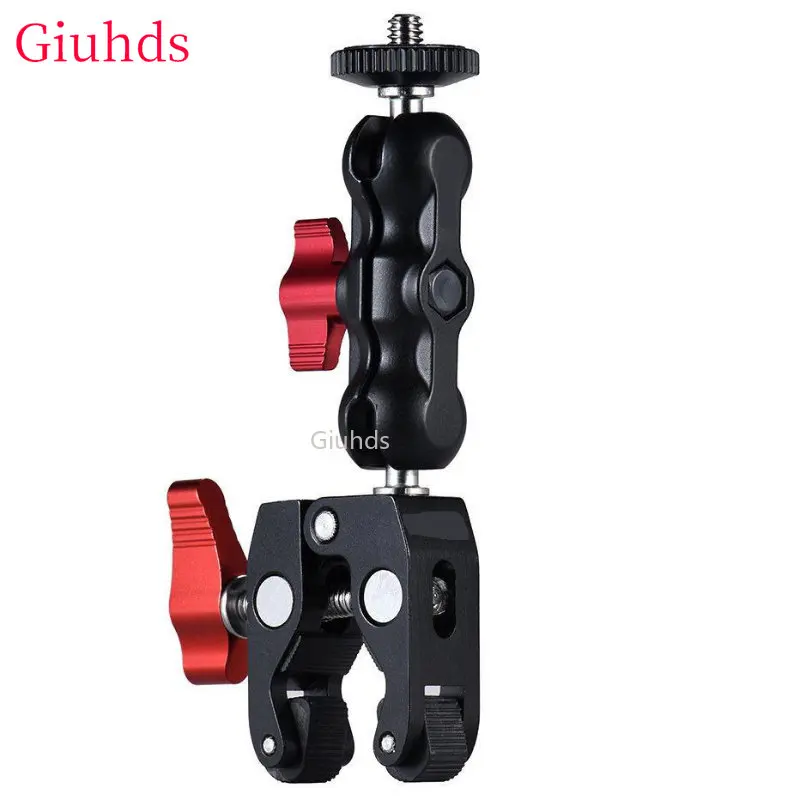 Brazo mágico con súper abrazadera para soporte de teléfono, soporte para cámara de acción, cabeza de bola doble de Metal con rosca de 1/4 "y 3/8" para GoPro Insta360 X3