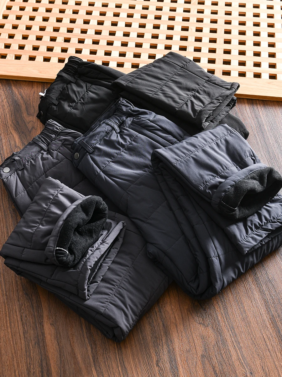 

Thickened Quilted Men's Cotton Pants Fleece Lined Casual Long Trousers Warm Winter Autumn Wear Comfortable Breathable