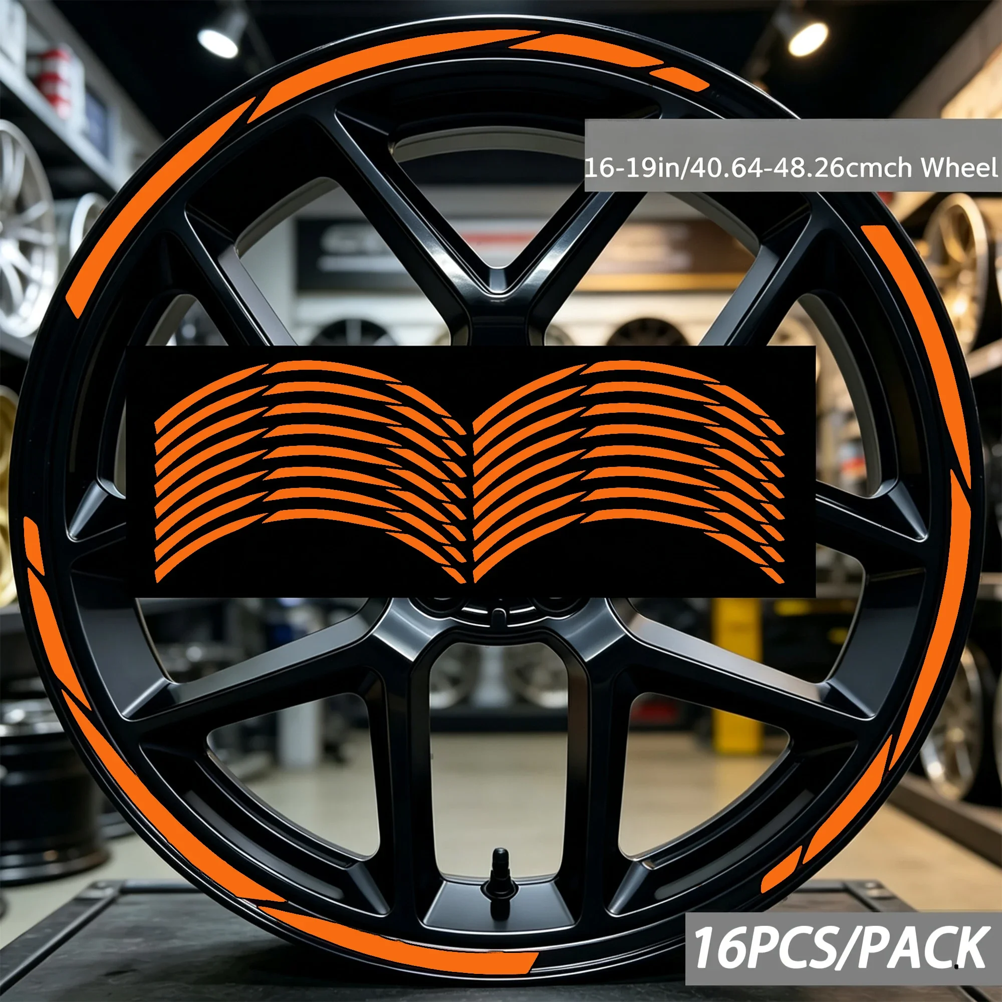 16 Stück/1 Set für 16-19 Zoll Motorrad-Felgenaufkleber, Vinyl-Sticker, wasserdichte Moto-Außen-Tuning-Zubehörteile – Detail 4