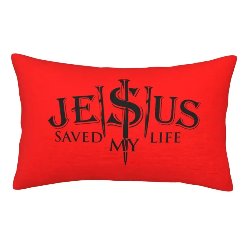 Custom Nordic Jesus Saved My Life Cushion Cover for Bed Sofa Soft Christ Religion Christian Faith Pillow Case Rectangle