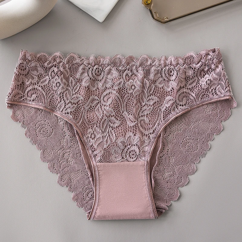 5PCS Lace Panties Set for Women Cotton Patchwork Hollow Out Floral Embroidery Women Briefs Sexy Female Underwear Lingerie image 4