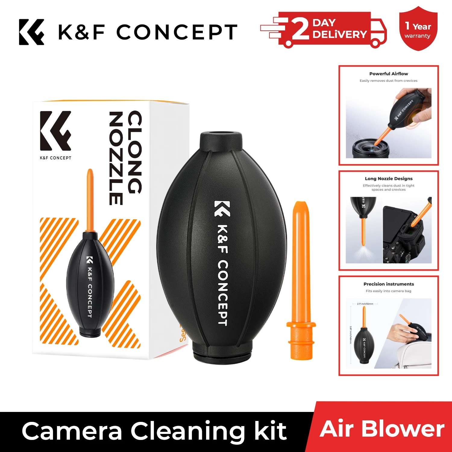 

K&F Concept Soft/Long Nozzle Dust Lens Air Blower for DSLR SLR Digital Cameras Lenses Clean Lens Cleaner Air Pump Duster Blower