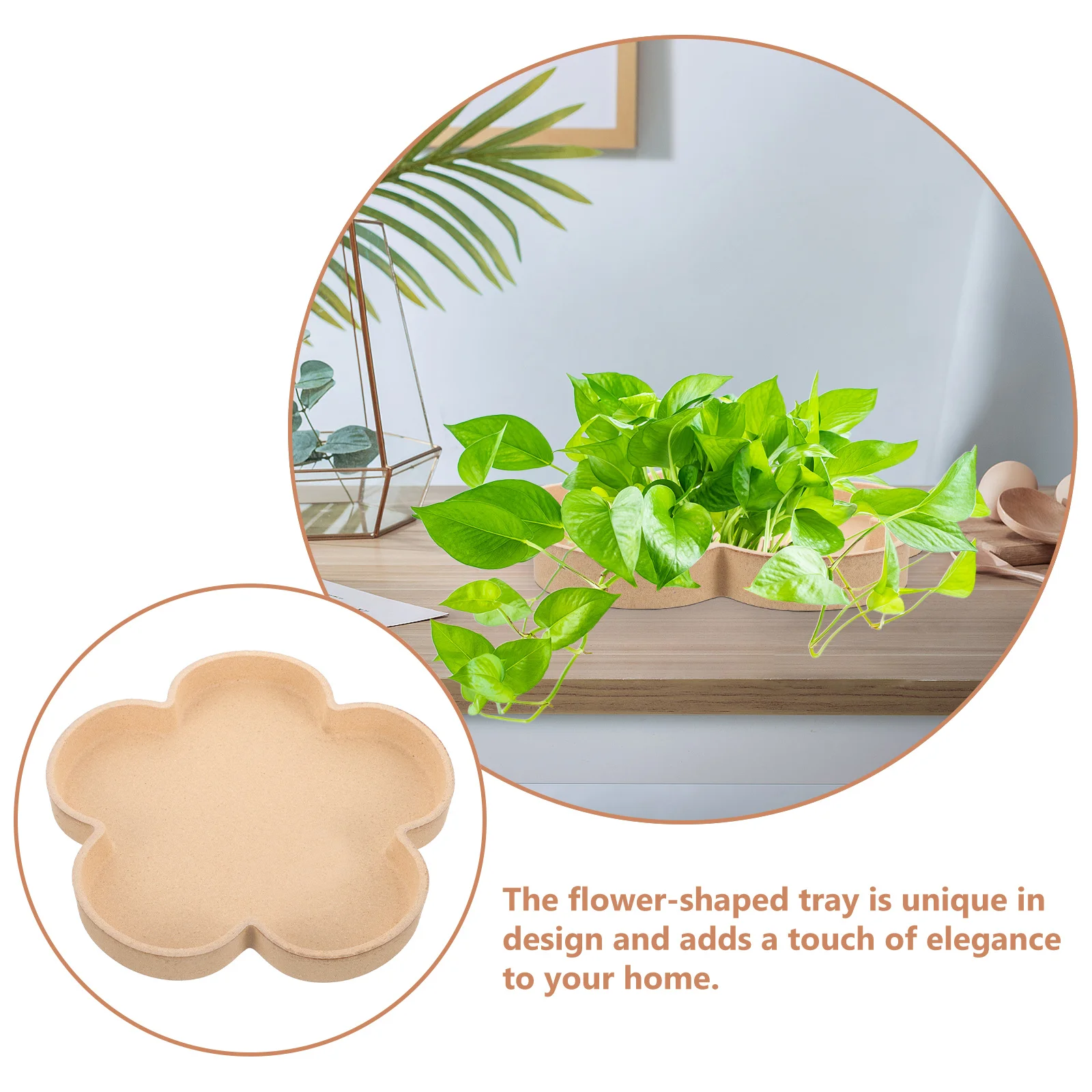 

Wooden Flower Shape Tray Durable Serving Tray for Party Outdoor Picnic Kitchen Tea Snack Display Party Fruit Holder