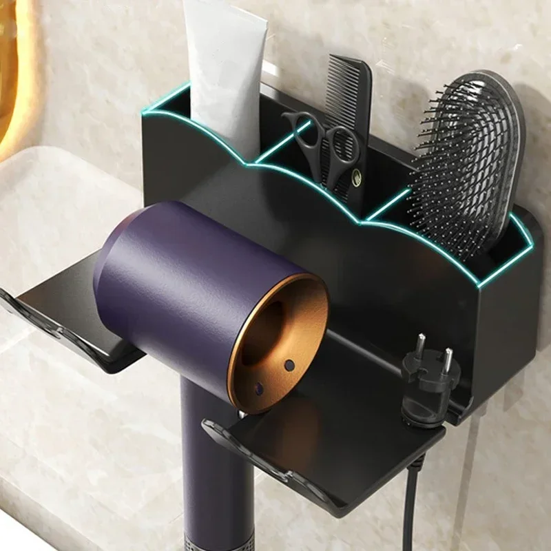 

Self-Adhesive Hair Dryer Holder Toilet Storage Rack Bracket Dryer Cradle Straightener Stand Wall Shelf Bathroom Organizer Box